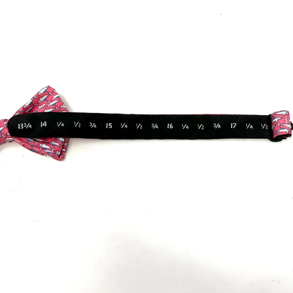 Vineyard Vines Mens Pink Shark Print 100% Silk Adjustable Bow Tie Made in USA